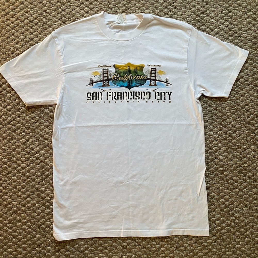 Unisex California San Francisco White Short Sleeve Tee Shirt Size Medium